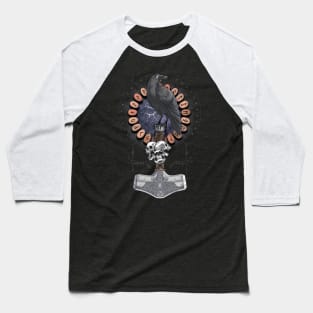 Norse Hammer Raven Baseball T-Shirt